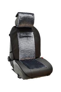 Накидка на сиденье: экокожа (черная) + искусственный мех (серый)