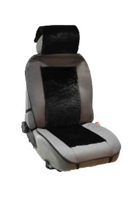 Накидка на сиденье: экокожа (серая) + искусственный мех-центр (черный)