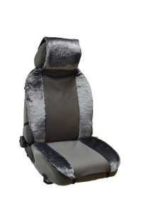 Накидка на сиденье: экокожа-центр (серая) + искусственный мех-бока (серый)