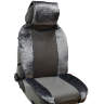Накидка на сиденье: экокожа-центр (серая) + искусственный мех-бока (серый)